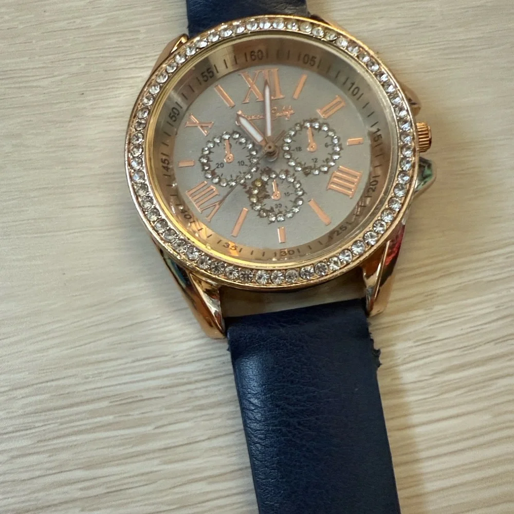 3/$10 Jessica Carlyle Women's Rose Gold Watch with Blue Strap